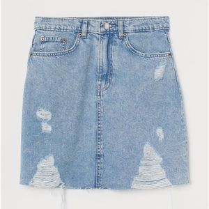 Distressed jean skirt